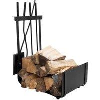 Charles Bentley Hazel Log Holder & Fireside Companion Set