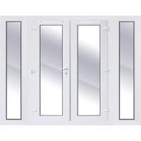 Rohden White uPVC External French Door Set with 300mm Sidelights - 2390 x 2090mm