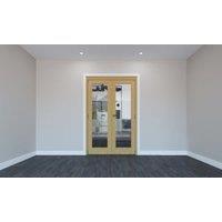 Rohden Un-Finished Oak 1 Light Internal French Door Set - 2010 x 1300mm