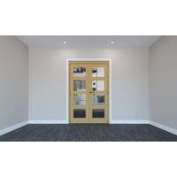 Rohden Un-Finished Oak 4 Light Internal French Door Set - 2010 x 1604mm