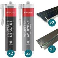 Wetwall Alloy Polished Silver Installation Kit for 2 Sided Shower Panels