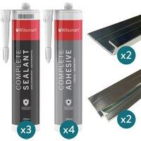 Wetwall Alloy Polished Silver Installation Kit for 3 Sided Shower Panels