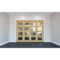 Rohden Un-Finished Oak 4 Lite Internal Bi-Fold Door Set - 2517 x 2060mm