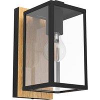 Eglo IP44 Budrone Modern Exterior Wall Light - Black & Wood
