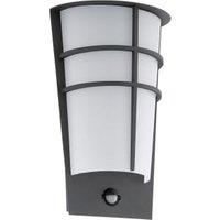 Eglo IP44 Breganzo 1 LED Curved Exterior PIR Wall Light - Black & White