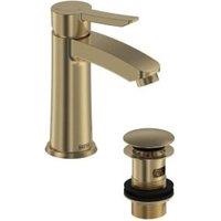 Bristan Apelo Cold Start Basin Mixer with Clicker Waste - Brushed Brass