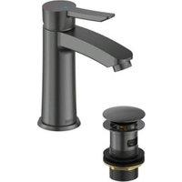 Bristan Apelo Cold Start Basin Mixer with Clicker Waste - Brushed Anthracite