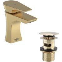 Hourglass Cold Start Basin Mixer - Brushed Brass