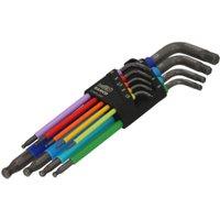 Bahco C1997LM/9P Metric Long Ball End Coloured Hex L-Key Set - 9 Piece