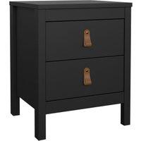 Barcelona Bedside Table with 2 Drawers - Matt Black