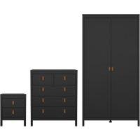 Barcelona Bedroom Furniture Package with 2 Doors - Matt Black