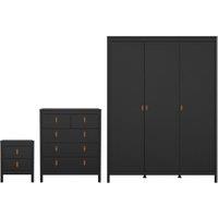 Barcelona Bedroom Furniture Package with 3 Doors - Matt Black