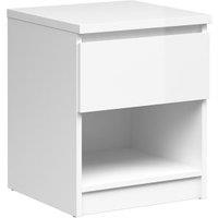 Naia Bedside Table with 1 Drawer & 1 Shelf - White