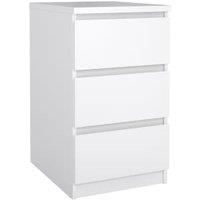 Naia Bedside Table with 3 Drawers - White