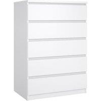Naia Bedside Chest of 5 Drawers - White