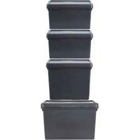 Wham Bam Multi-Size Heavy Duty Storage Box & Black Lid - 4 Piece