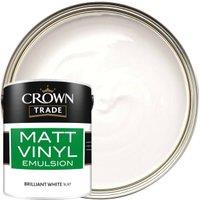 Crown Trade Vinyl Matt Emulsion Paint - Pure Brilliant White - 5L