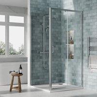 Nuie Chrome Sliding Door Side Panel Tray & Waste Shower Enclosure Package - 1000 x 900mm