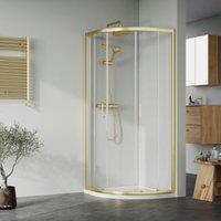 Nuie Brushed Brass Quadrant Shower Enclosure Tray & Waste Shower Enclosure Package - 800 x 800mm