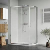 Nuie Chrome Offset Left Hand Quadrant Tray & Waste Shower Enclosure Package - 1200 x 800mm