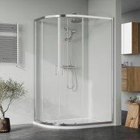 Nuie Chrome Offset Right Hand Quadrant Tray & Waste Shower Enclosure Package - 1200 x 900mm