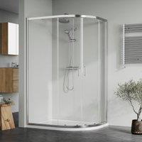 Nuie Chrome Offset Left Hand Quadrant Tray & Waste Shower Enclosure Package - 1200 x 900mm