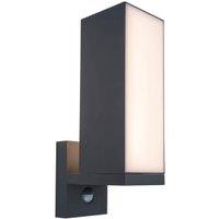 Lutec IP54 Cuba Integrated LED PIR Wall Light - Dark Grey