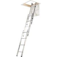 Werner Aluminium 3 Section Loft Ladder with Handrail - 3m Max Height