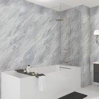 Wetwall Mermaid Brera Marble Square Edge Single Shower Panel - 2420 x 1200 x 11mm