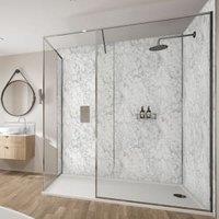 Wetwall Mermaid White Marble 3 Sided Shower Panel Kit - 1700 x 900mm