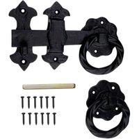 Antique Black Iron Ring Gate Latch - 150mm
