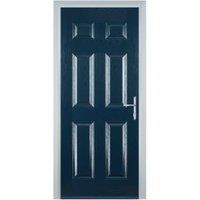 Door-Stop 6 Panel Blue Left Hand FD30 Integral Garage Fire Door Set - 850 x 2079mm