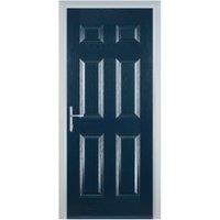 Door-Stop 6 Panel Blue Right Hand FD30 Integral Garage Fire Door Set - 850 x 2079mm