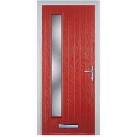 Door-Stop Cottage Long Glazed Red Left Hand GRP Composite Door - 840 x 2100mm