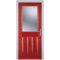 Door-Stop 2 Panel 1 Square Red Left Hand GRP Composite Door - 920 x 2100mm