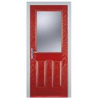 Door-Stop 2 Panel 1 Square Red Right Hand GRP Composite Door - 920 x 2100mm