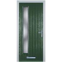 Door-Stop Cottage Long Glazed Green Left Hand GRP Composite Door - 840 x 2100mm