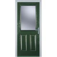 Door-Stop 2 Panel 1 Square Green Left Hand GRP Composite Door - 840 x 2100mm
