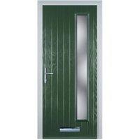 Door-Stop Cottage Long Glazed Green Right Hand GRP Composite Door - 840 x 2100mm