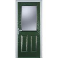 Door-Stop 2 Panel 1 Square Green Right Hand GRP Composite Door - 920 x 2100mm