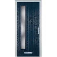 Door-Stop Cottage Long Glazed Blue Left Hand GRP Composite Door - 840 x 2100mm