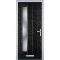 Door-Stop Cottage Long Glazed Black Left Hand GRP Composite Door - 840 x 2100mm