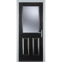 Door-Stop 2 Panel 1 Square Black Left Hand GRP Composite Door - 840 x 2100mm