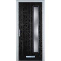 Door-Stop Cottage Long Glazed Black Right Hand GRP Composite Door - 840 x 2100mm
