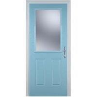 Door-Stop 2 Panel 1 Square Duck Egg Blue Left Hand GRP Composite Door - 920 x 2100mm