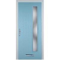 Door-Stop Cottage Long Glazed Duck Egg Blue Right Hand GRP Composite Door - 840 x 2100mm