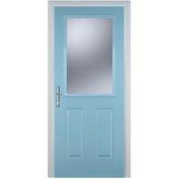 Door-Stop 2 Panel 1 Square Duck Egg Blue Right Hand GRP Composite Door - 840 x 2100mm