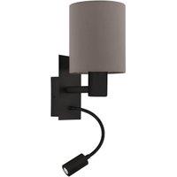Eglo Pasteri Fabric LED Wall Lamp with Reading Light - Black