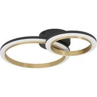 Eglo Calliera 2 Ring Steel LED Ceiling Light - Black & Brass