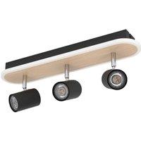 Eglo Rimbocchi 3 Light Natural Wood & Steel Modern Spotlight